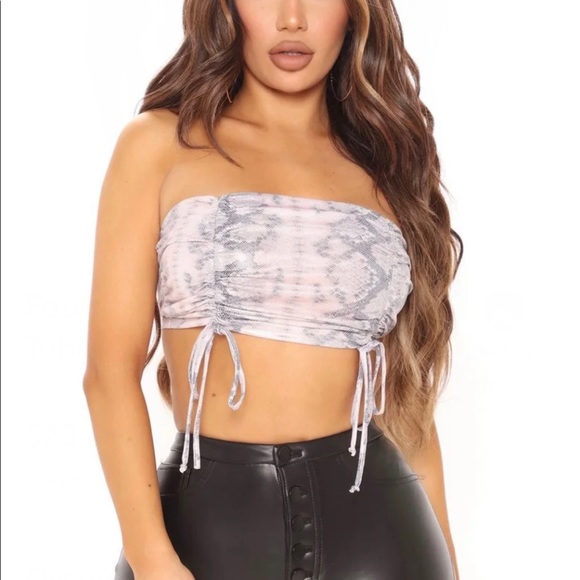 Faux Leather Snake Skin Tube Top - Picture 3 of 11